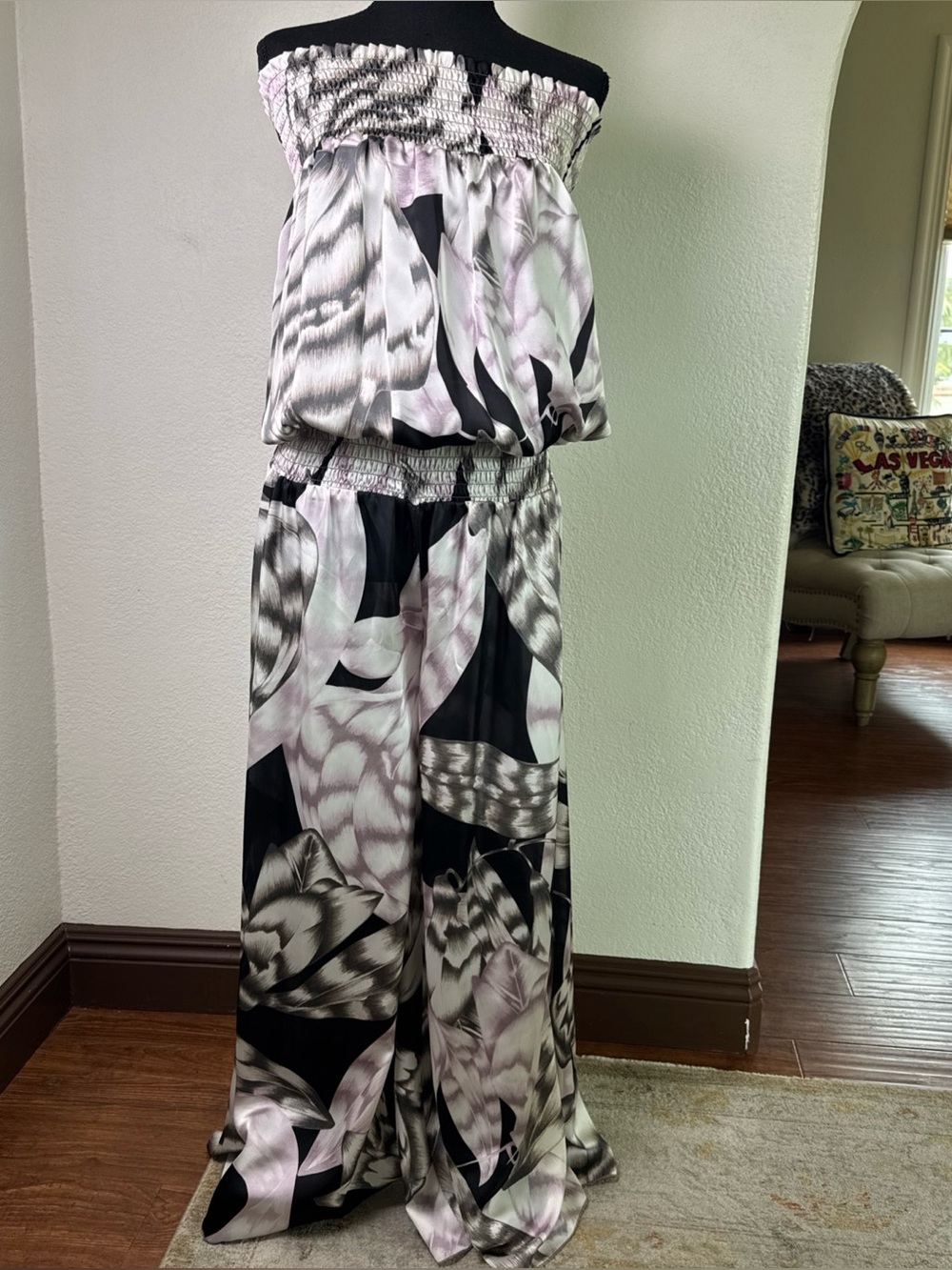 Classique Strapless Jumpsuit White Black Pink Tropical Resort Wear
